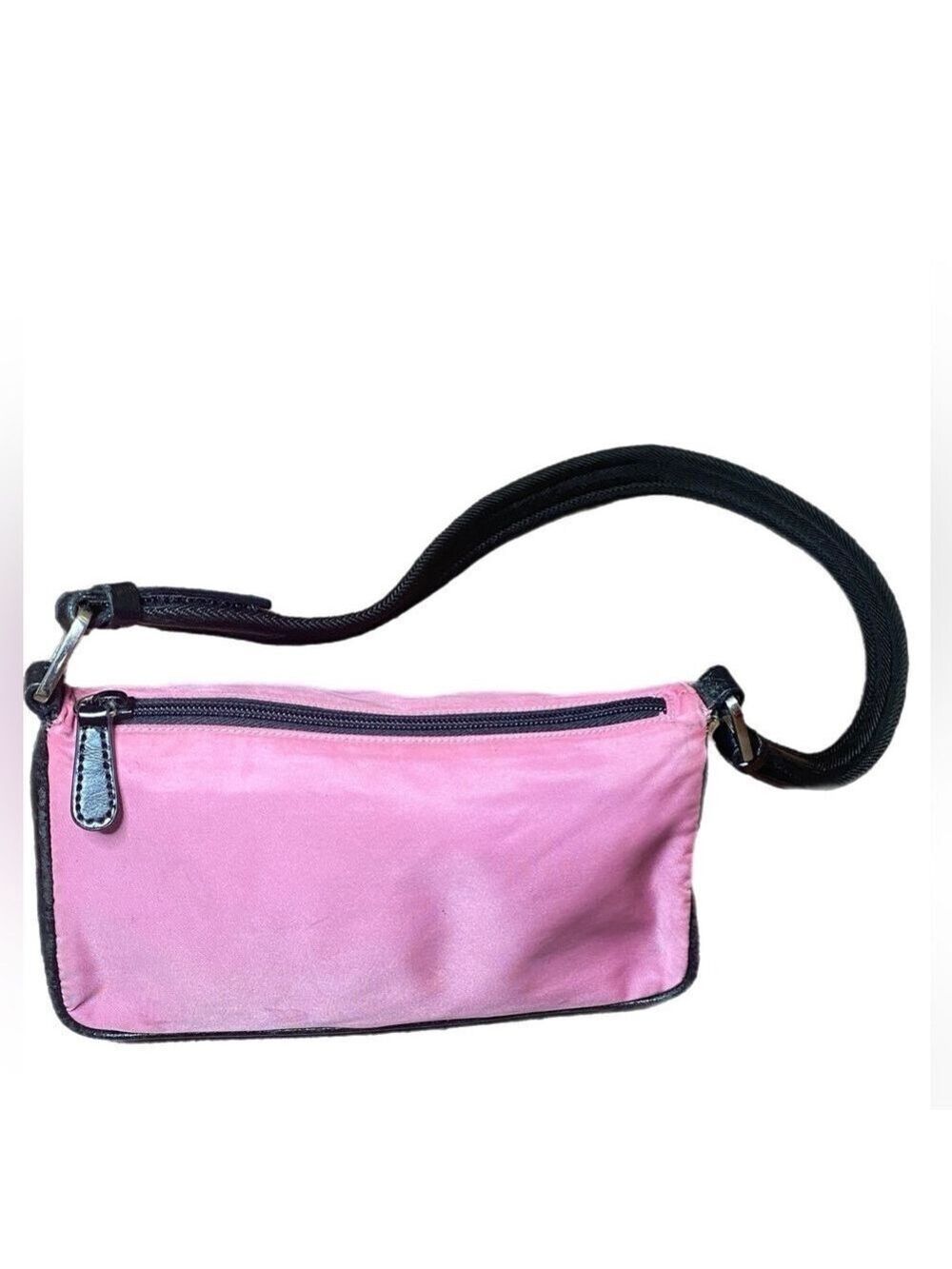 Prada Pink and Black Nylon Shoulder Purse - Picture 2 of 15
